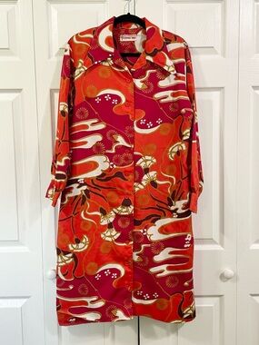 COUNTRY MISS Vintage 70s Dagger Collar Groovy Print Dress